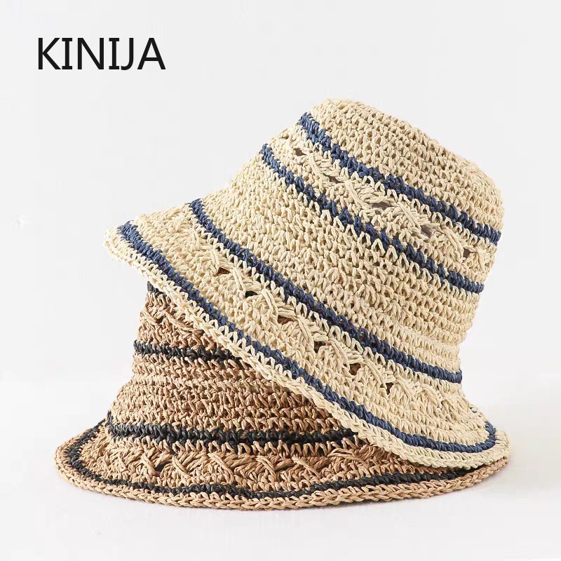 Summer Hat Women Straw Sun Hat - Bucket Hat Straw 评论和价格
