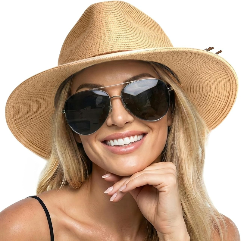 1pc Summer Straw Beach Sun Hat - Bucket Hat Straw 评论和价格