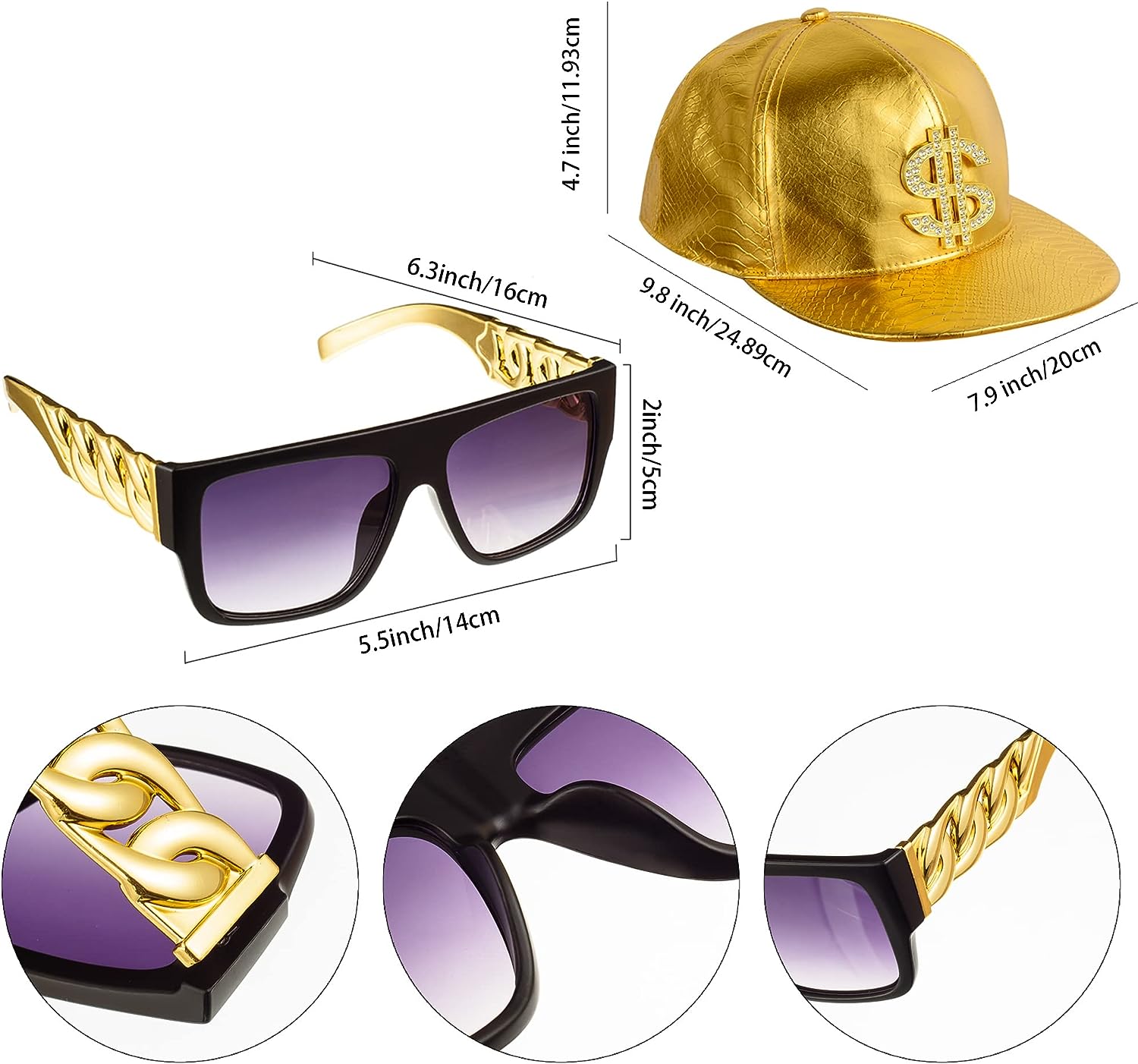 PESENAR 80s 90sHip Hop Costume - Sunglass Retainer Cord 评论和价格